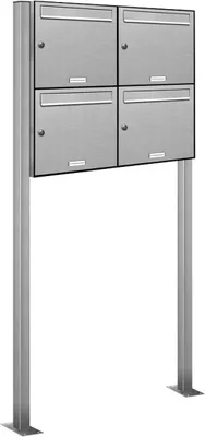 Produktbild von 4er V2A Edelstahl Standbriefkasten Anlage Freistehend
