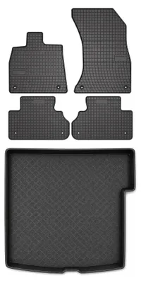 Zdjęcie produktu dla Dywaniki gumowe + mata bagażnika do Audi Q5 III 2025- (standardowy bagażnik) – czarne, dopasowane – Wielganizator SolidPRO