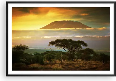 Produktbild von Gerahmtes Poster - Schwarzer Rahmen - Safari Tierwelt Berg Kenia - 91,5x61 cm - Wand Bild - Wanddeko - Wandbilder - Wandposter - Bilderrahmen - Bilder - Kunstdruck - Wandbild - P2BAA91x61-3170