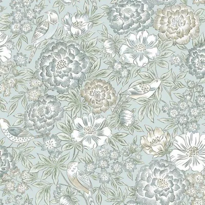 Immagine prodotto di Carta da parati Borastapeter fiori e uccelli grigio blu - 660862 - 53 cm x 10,05 m