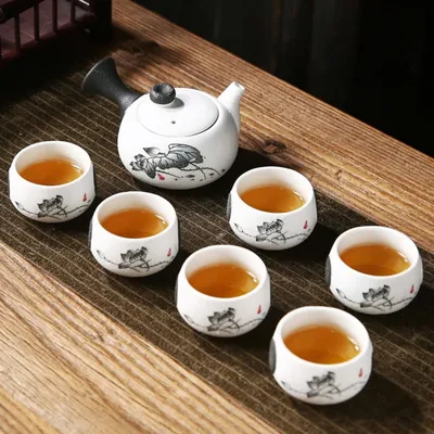 Produktbild von Porzellan Teeset mit Teekanne und 6 Tassen
