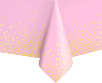 Obrázek produktu pro Růžový ubrus se zlatými konfetami 137 cm x 274 cm