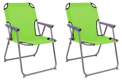 Produktbild von 2 Stück Campingstuhl Faltstuhl Stoff Oxford Lime Grün Klappstuhl Anglerstuhl Regiestuhl Angelstuhl Metall B 53 x T 46 x H 74 cm