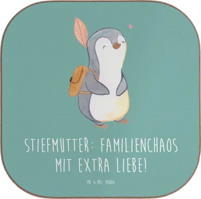 Produktbild von Mr. & Mrs. Panda Tischuntersetzer Stiefmutter Liebe - Meeresbrise - Geschenk, Untersetzer Glas, bieruntersetzer, Tassenuntersetzer, Beziehung, Stiefkind, besonders