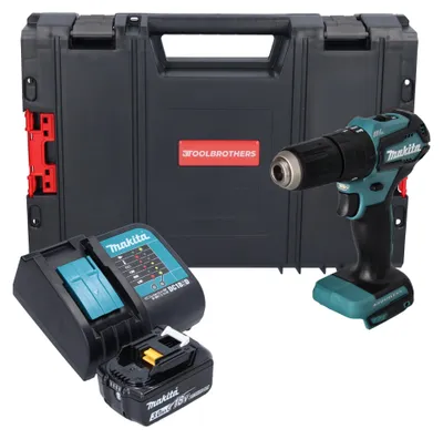 Zdjęcie produktu dla Makita DHP 483 SF1J-R akumulatorowa wiertarko-wkrętarka udarowa 18V 40Nm + 1x akumulator 3,0 Ah + ładowarka + RHINO