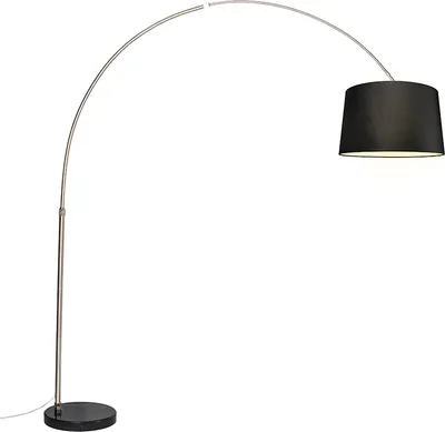 Zdjęcie produktu dla Lampa łukowa stalowy klosz z tkaniny czarny 45 cm - XXL