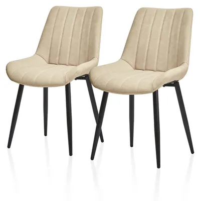 2er-Set Esszimmerstühle, Kunstleder, Beige, 53x53x89 cm
