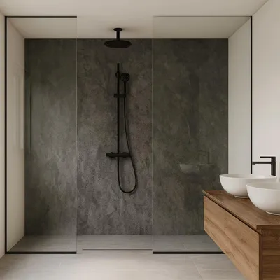 Produktbild von Duschrückwandset 'Bladel' 4er Set 120 x 60 cm Urban Grey
