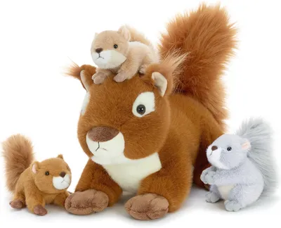 Obrázok produktu pre Veverička plyšová 45 cm, mama s 3 bábätkami, plyš, do detskej izby