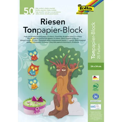Produktbild von folia Riesen Tonpapierblock (B)240 x (H)340 mm 130 g/qm 50 Blatt