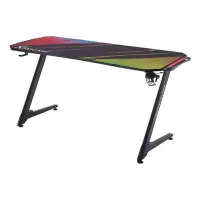 Produktbild von X Rocker Jaguar Aluminium Carbon Gaming Tisch mit sound-reaktiver RGB-Beleuchtung, Gerade, Rechteckige Form, Aluminium, Aluminium, Gaming, Grau