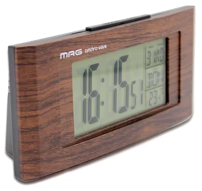 Radio-Wekker Holzoptik, 3 cm Ziffern, Schlummeralarm, Datum, Temperatur