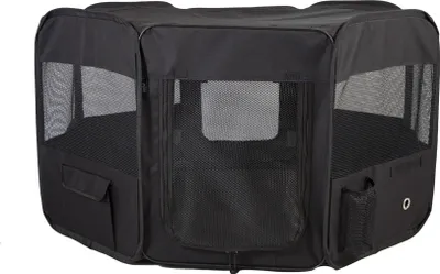 Produktbild von HiPet Faltbarer Laufstall für Hunde Größe M Schwarz – Pop-up Hundegehege mit 8 Paneelen, Indoor & Outdoor, ohne Werkzeug aufgebaut