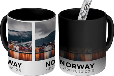 Produktbild von MuchoWow® Zauber Tasse Zaubertasse Magic Norwegen - Skandinavien - Bergen 350 ml Farbwechsel Becher Geschenk Geschenkidee - Magic-Tasse - Fototasse - Keramiktassen - Bilder - Tasse Kaffee - Getränkbec