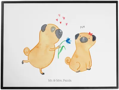 Produktbild von Mr. & Mrs. Panda Schreibunterlage Mops Verliebt - Weiß - Geschenk, Sprüche, schreibauflage, Hund, schreibtischunterlagen, schreibtischunterlage, Liebe, Tischunterlage