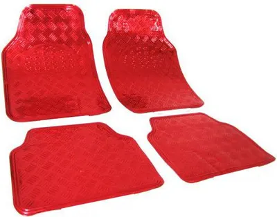 Imagen del producto de Alfombrillas universales de 4 piezas, con apariencia de aluminio | Rojo