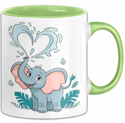 Produktbild von Elefantenliebhaber Tasse Geschenkidee für Wildtier Fans (Grün)