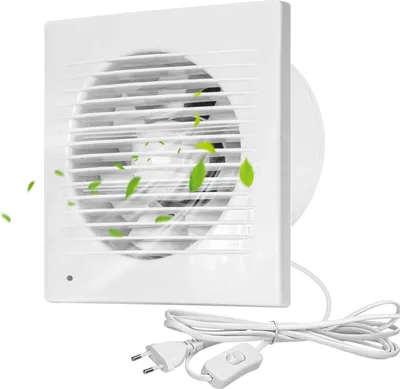 Produktbild von 100 mm Wandventilator Abluftventilator mit Schalter geräuschloser Betrieb und Rückschlagklappe 150 m³/h für Küche Badezimmer Luftraum