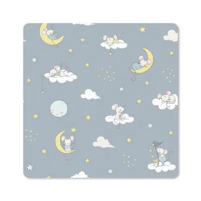 Produktbild von MuchoWow® Mauspad Mousepad Maus - Mond - Muster 20x20 cm - Mousepads - Maus Mat - Pad - Mausunterlage - Desk Mat - Bureauartikeln