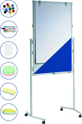 Immagine prodotto di Lavagna di presentazione MAUL MAULpro 120 x 75 cm mobile regolabile in altezza blu bianco