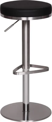 Produktbild von Barhocker WL1.293 Schwarz Edelstahl höhenverstellbare Sitzhöhe 57 - 82 cm | Barstuhl Modern 360° Drehbar | Tresenhocker mit Standfuß | Design Bistrohocker Hoch | Tresenstuhl-Sitz Gepolstert