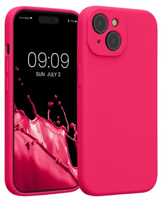 Produktbild von kwmobile Hülle kompatibel mit Apple iPhone 15 - Hülle Silikon gummiert - Handyhülle - Handy Case in Neon Pink