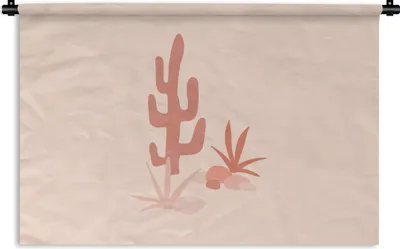 Produktbild von MuchoWow® Wandteppich Wandbehang Kaktus - Pflanzen - Pastell 90x60 cm Tapisserie Dekoration Wandtuch - Wandskulpturen - Bildteppich