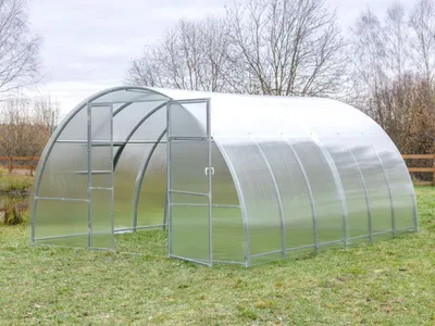 Produktbild von Gewächshaus GARTEN WIDE 3.5x10 m mit 4 mm Polycarbonat, Stahlrahmen, 2 Türen, 2 Fenster