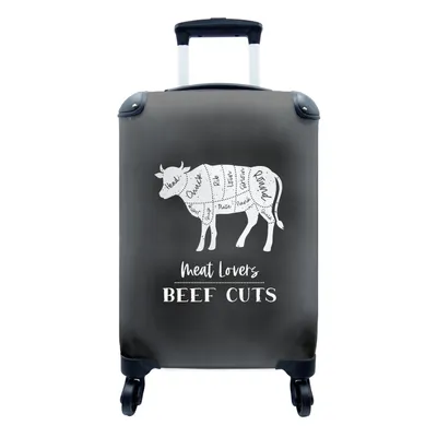 Produktbild von MuchoWow® Koffer Handgepäck Trolley Rollkoffer Kleine Reisekoffer mit 4 Rollen - Kuh - Küche - Fleisch - Cabin Size < 55x40x23 cm & 55x40x20 cm - Fotokoffer - Kabinenkoffer - Boardgepäck - Reise-Box - Reisekoffer - Reisegepäck - Koffer mit Bild - Trolley für Kinder