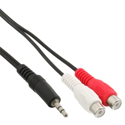 Produktbild von InLine Cinch/Klinke Kabel, 2x Cinch Buchse an 3,5mm Klinke Stecker, 0,2m, Stecker, 3.5mm, Buchse, 0,2 m, Schwarz