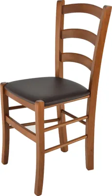 Obrázok produktu pre t m c s Tommychairs - stolička VENICE do kuchyne a jedálne, robustná konštrukcia z lakovaného bukového dreva vo farbe svetlý orech hnedý a čalúnený sedák potiahnutý imitáciou kože vo farbe moka