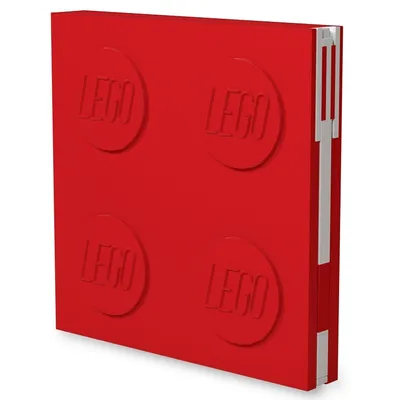 Produktbild von LEGO - verschließbares Notizbuch mit Gelstift (15,8 x 2 x 15,8cm), Farbe:rot