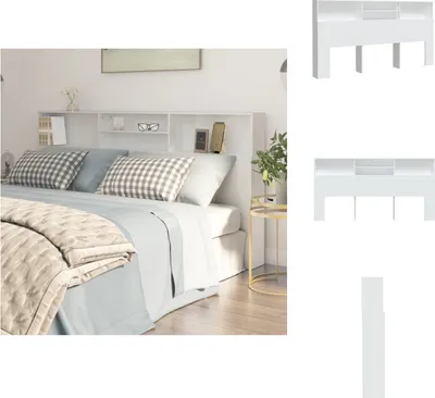 Obrázok produktu pre vidaXL Čelo postele s policami biele 200x19x103,5 cm - Čelo a nohy