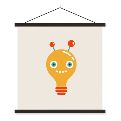 Produktbild von MuchoWow® Textilposter Roboter - Glühbirne - Gesicht - Antenne - Kinder 60x60 cm mit schwarzem Rahmen - Posteraufhänger