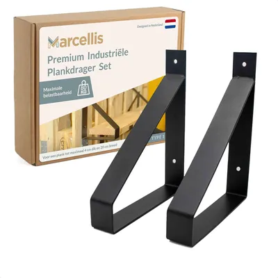 Image de Support industriel pour étagères - Pour étagères de 20 cm - Acier noir mat
