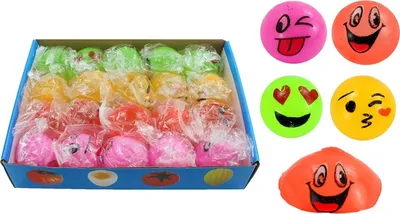 Image de 1 x Balle de slime d'eau avec visage souriant env. 4 cm, 1 parmi 4 variantes de balle à écraser