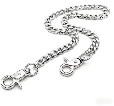 Image de Porte-monnaie sur chaîne, style robuste - 50 cm - Chaîne argentée - Acier durable avec revêtement - Fermeture à crochet en alliage de zinc - Porte-clés
