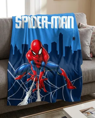 Produktbild von Marvel Spiderman Flanell Flauschdecke, Kuscheldecke 130 x 160 cm, blau