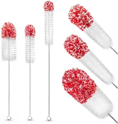 Immagine prodotto di Set di 3 spazzole per bottiglie, con manici lunghi, adatte per bottiglie e bicchieri, spazzole per la pulizia