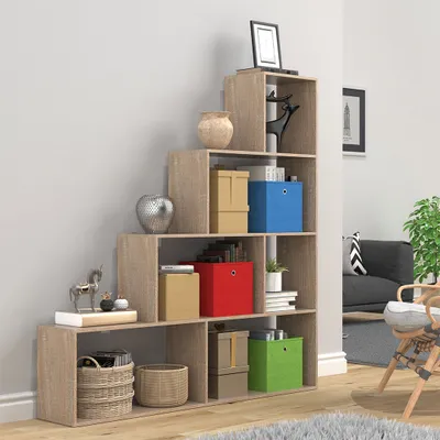 Produktbild von VCM Holz Stand Treppenregal Stufenregal Standregal Raumteiler Bücherregal Dubila L