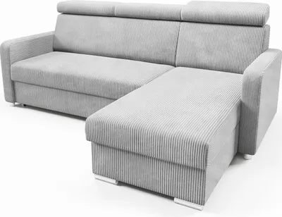 Zdjęcie produktu dla LIKMA Narożnik 213 cm Szary Rozkładany MAKO Kształt L z Funkcją Spania (190x125 cm) i Pojemnikiem na Pościel Sofa z Regulowanymi Zagłówkami