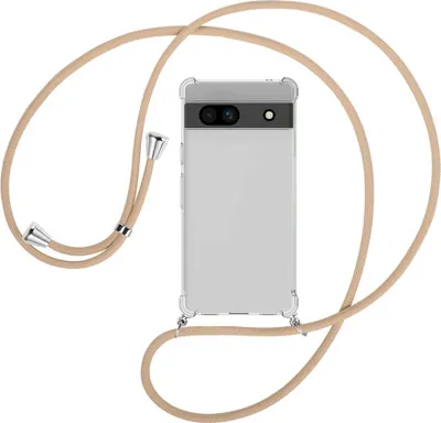 Produktbild von Handykette Backcover-Schutzhülle mit Band (Metall silberfarben) für Google Pixel 7a - beige