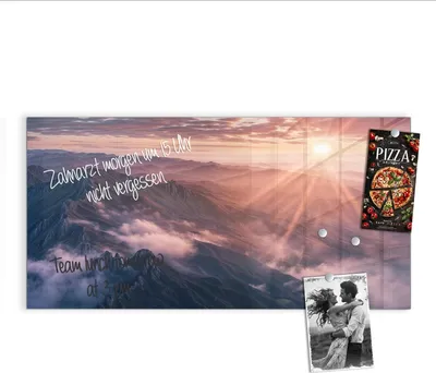 Produktbild von Magnettafel 100x50cm Pinnwand Whiteboard beschreibbar - Sonnenaufgang Berge