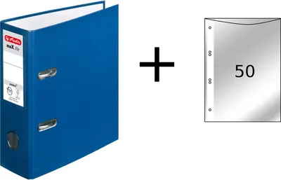 Produktbild von Herlitz Ordner + 50 Prospekthüllen / DIN A5 / 80mm breit / Farbe: blau