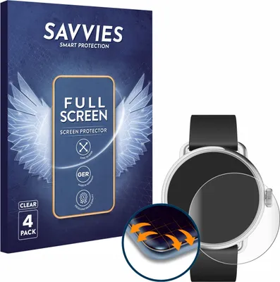 Produktbild von 4x Savvies Fullscreen Schutzfolie für Withings ScanWatch 2 (38 mm) Displayschutz Folie Fullcover Klar Transparent