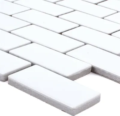 Produktbild von Mosaikfliesen Keramik Manila Weiss Matt