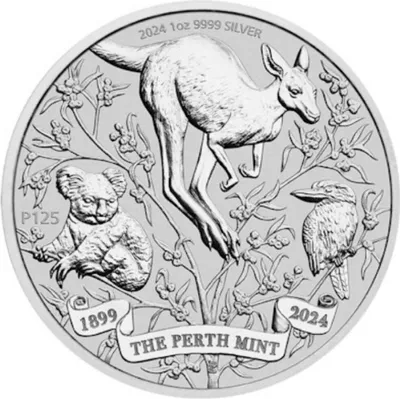 Obrázok produktu pre 1 oz strieborná minca 125 rokov Perth Mint 2024 1 oz strieborná 999 zberateľská minca