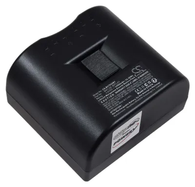 A black battery pack with a label on it.
