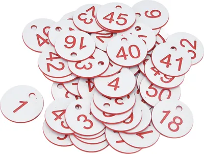 Immagine prodotto di 50 etichette per alveari in ABS, rotonde, numerate, con foro, per allevamenti, forniture per apicoltura, bianche, 1-50