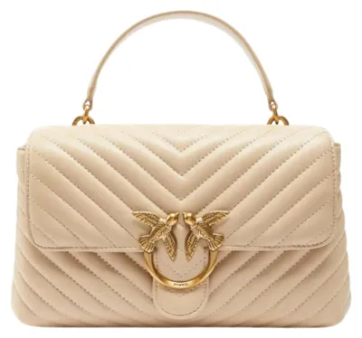 Obrázok produktu pre PINKO kabelka cez rameno Love Lady Puff Classic CL Sheep Nappa Chevron Beige - Smoke Grey - Antique Gold